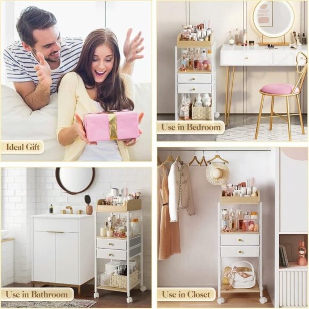 New Floor Makeup Organizer, Skincare Storage with Drawers for Vanity & Perfume - Picture 7 of 9